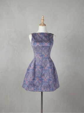 Zara Structured Fit-and-Flare Mini Dress Periwinkle Paisley | XS